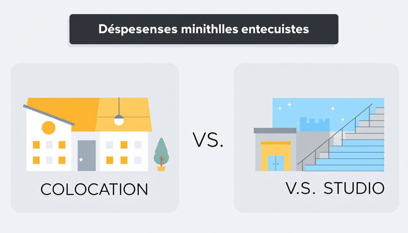 Comparaison des dépenses mensuelles : colocation contre studio pour étudiants